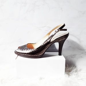 Cole Haan | Snake Skin Open Toed Heels